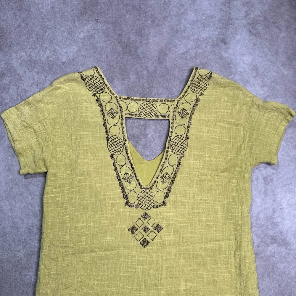 Free People Shift Tunic Dress Hippie Boho Y2K Small Green Lined
